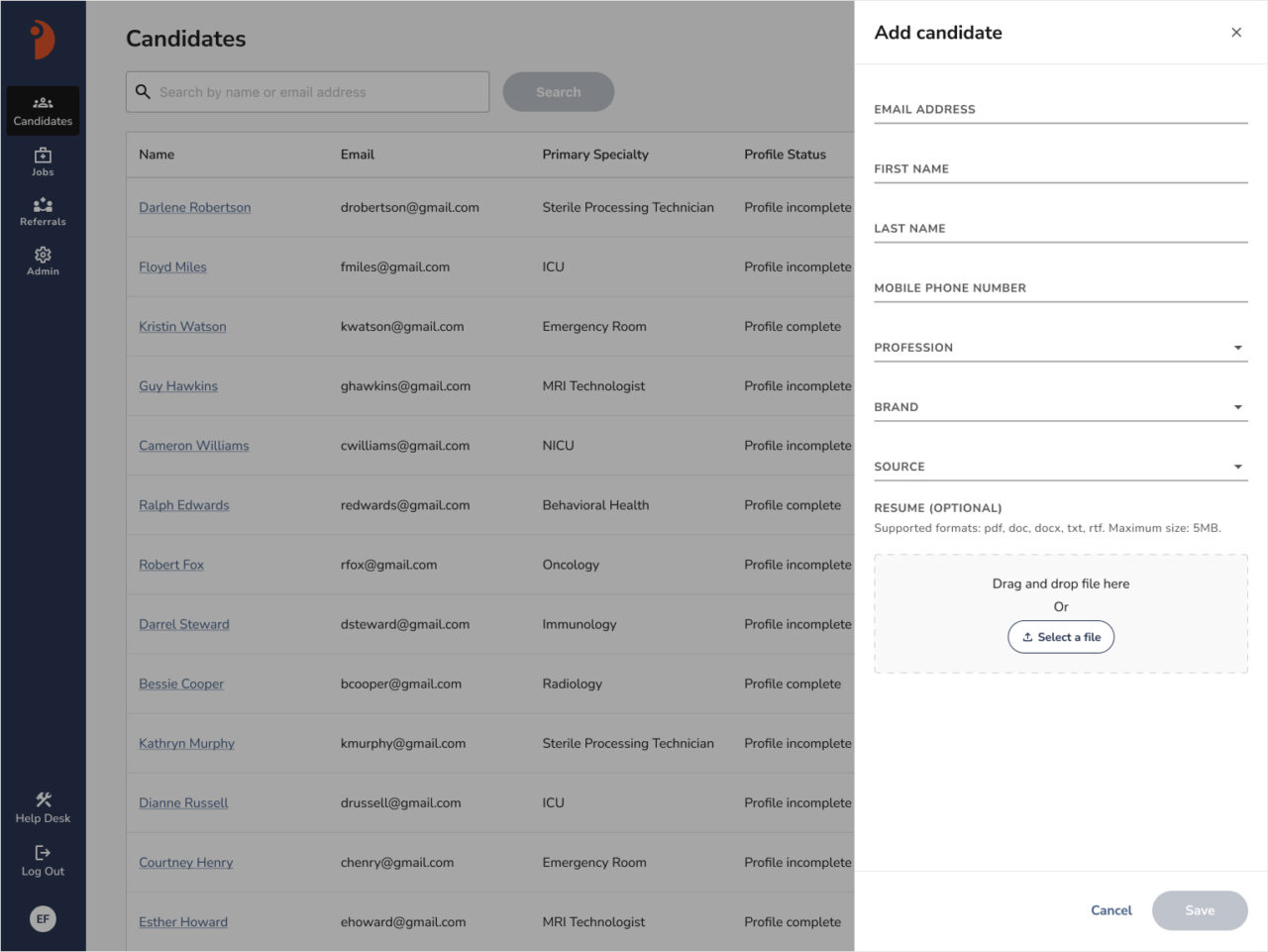 TalentStack Add candidate layout 1