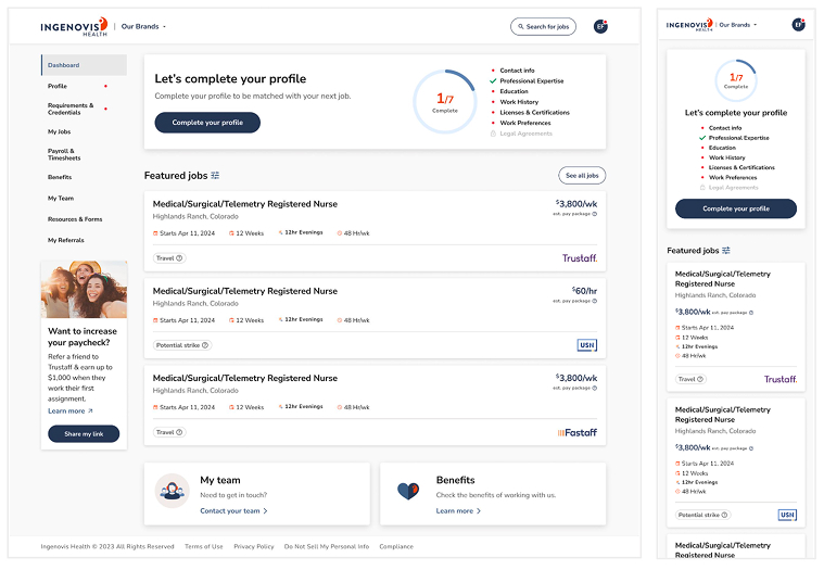 Dashboard web and mobile